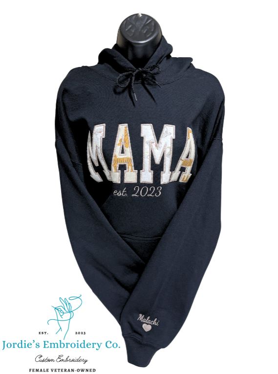 Mama with Onsies Custom Embroidered Hoodie