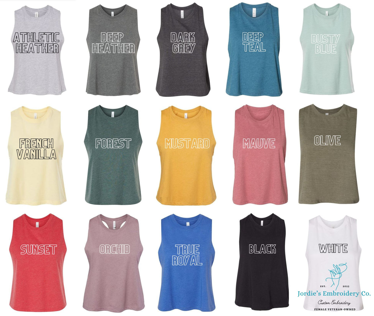 Women's Racerback Cropped Tank Custom Embroidered Bella + Canvas
