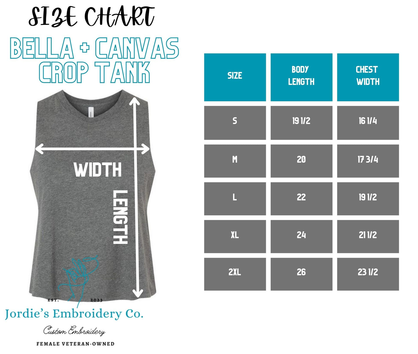 Women's Racerback Cropped Tank Custom Embroidered Bella + Canvas