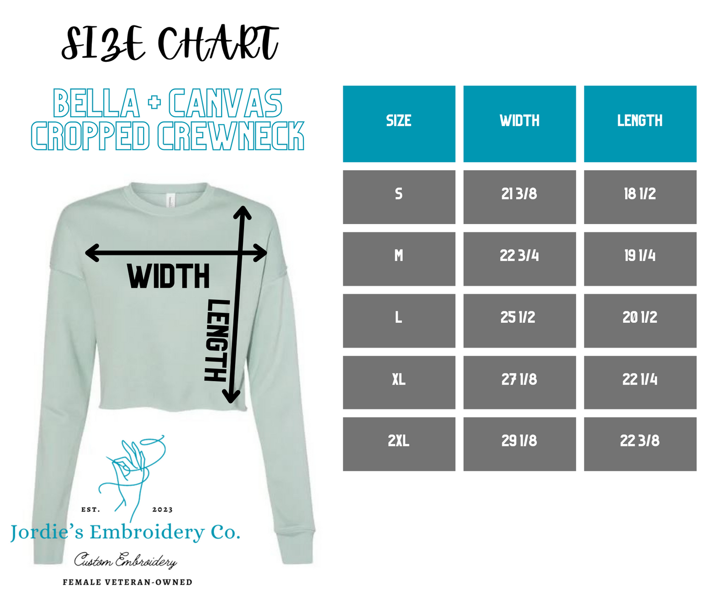Women's Cropped Fleece Crewneck Custom Embroidered Blank Bella + Canvas