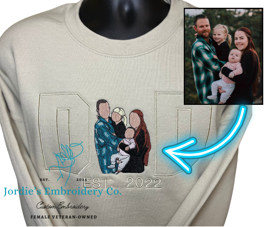 Dad Portrait Custom Embroidered Crewneck
