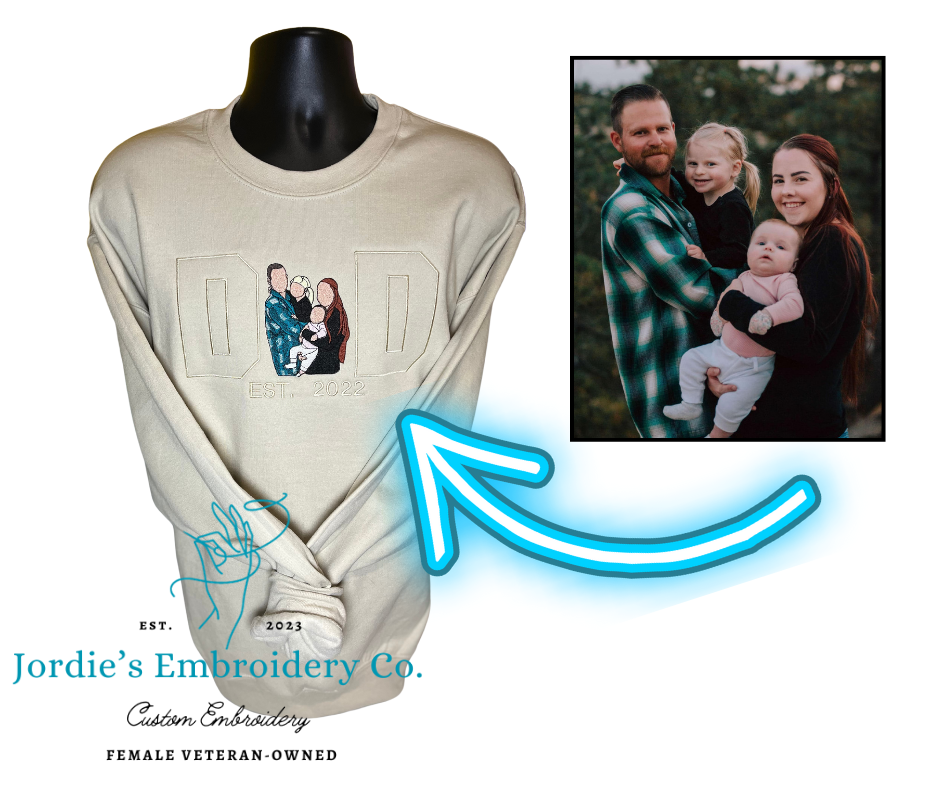 Dad Portrait Custom Embroidered Crewneck
