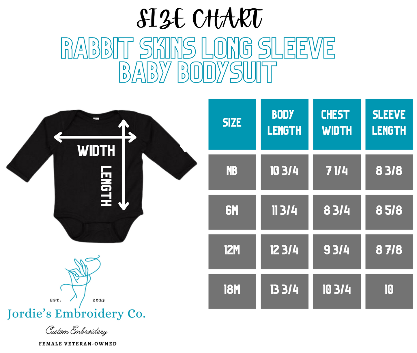 Baby Long Sleeve Onsie Blank Rabbit Skins Custom Embroidered