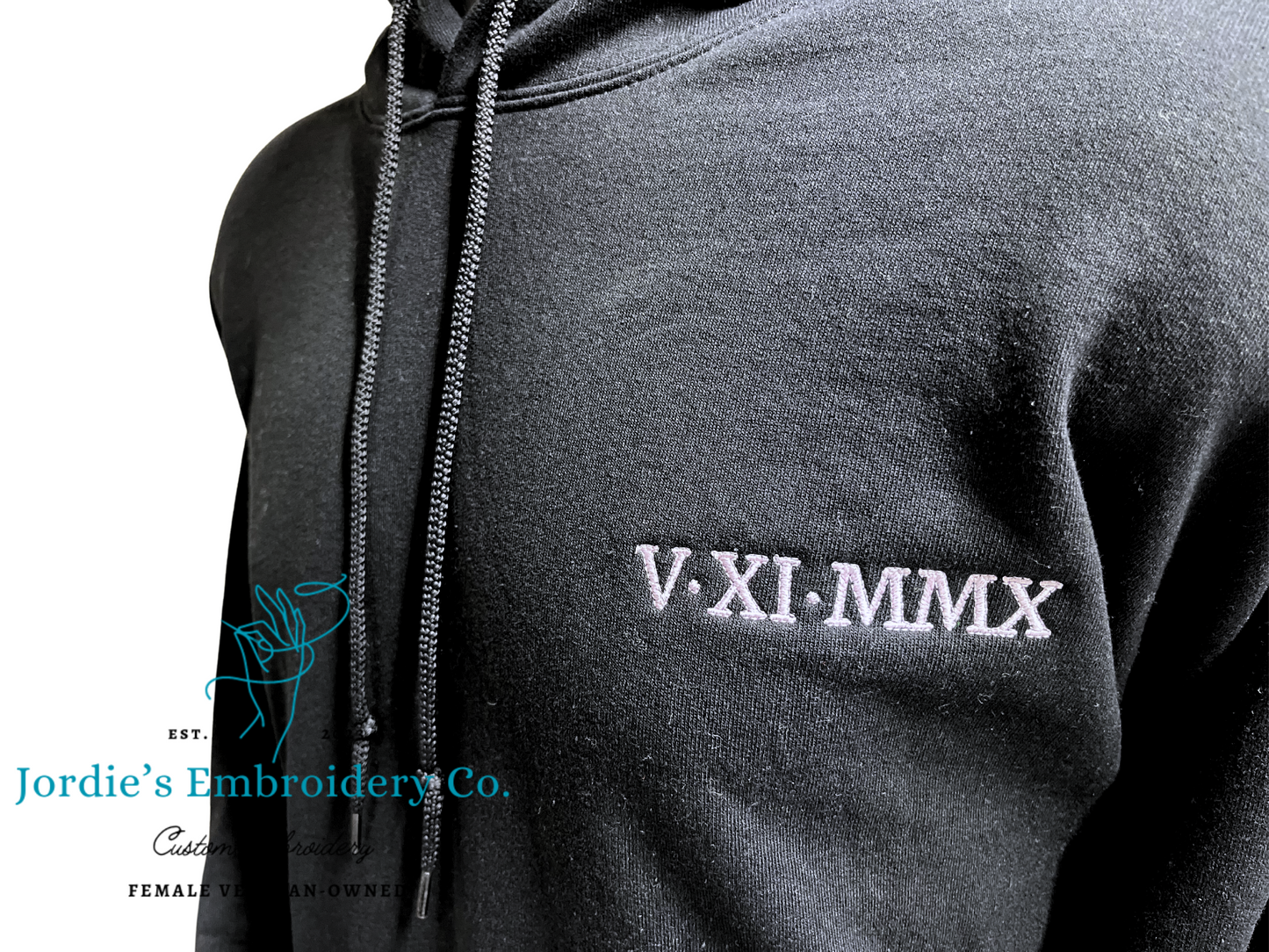 Couple's Roman Numeral Anniversary Date Custom Embroidered Hoodie