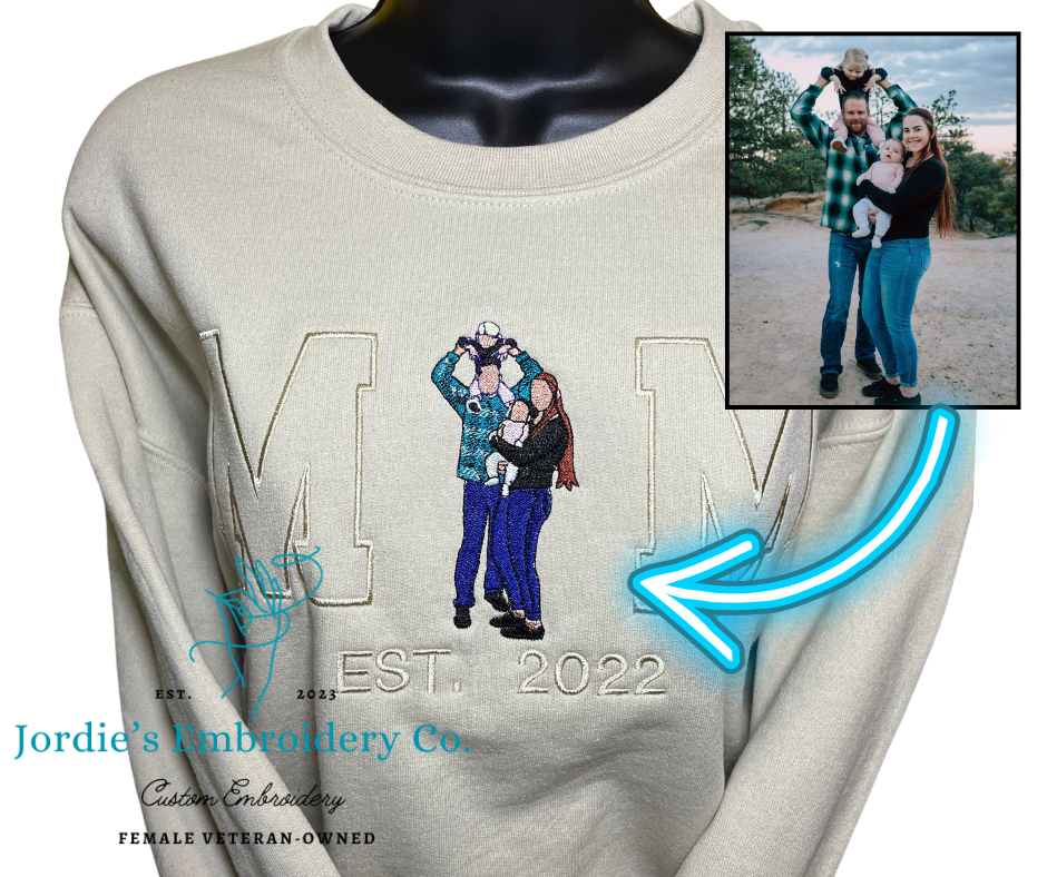 Mom Portrait Custom Embroidered Crewneck