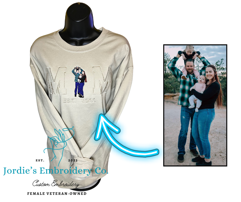 Mom Portrait Custom Embroidered Crewneck