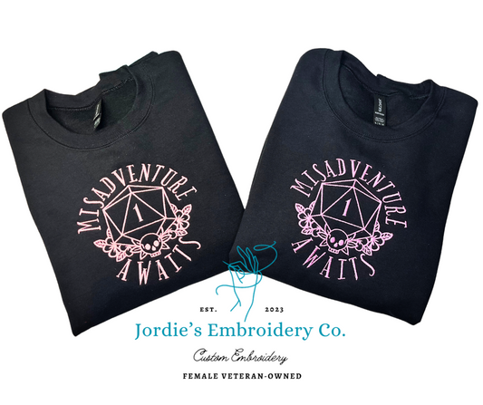 Misadventure Awaits Custom Embroidered Crewneck
