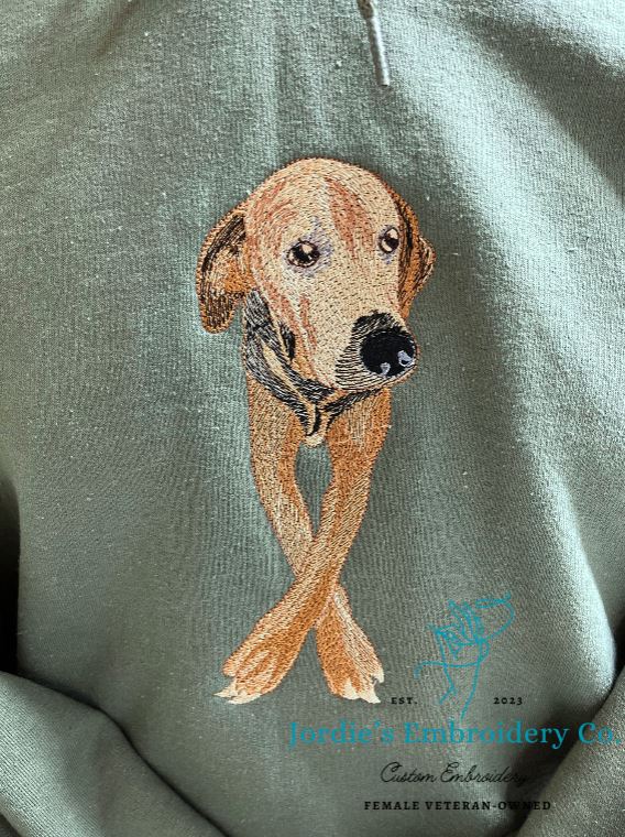 Pet Portrait Hoodie Custom Embroidered