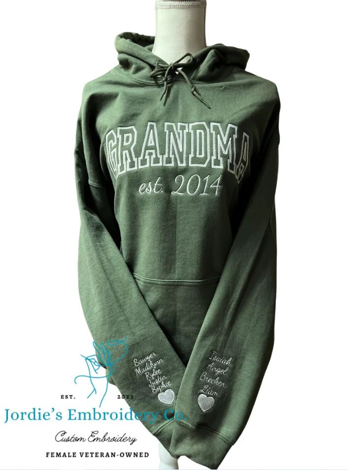 Grandma Collegiate-Style Embroidered Hoodie