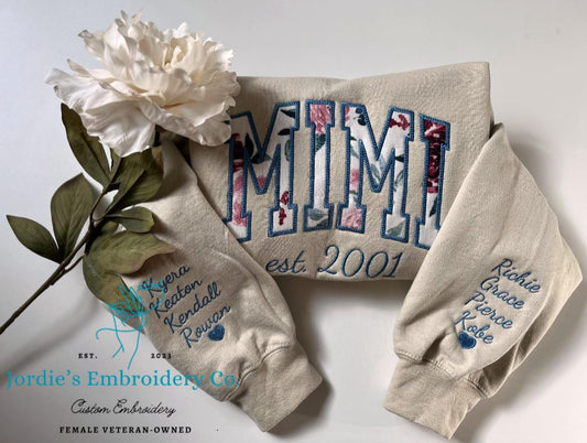 Mimi Floral Crewneck Custom Embroidered