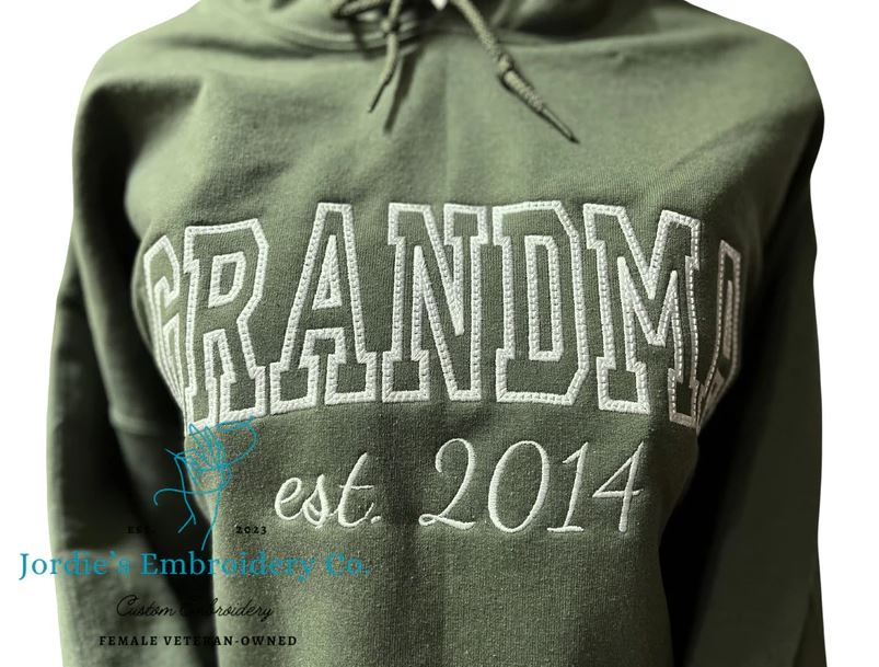 Grandma Collegiate-Style Embroidered Hoodie