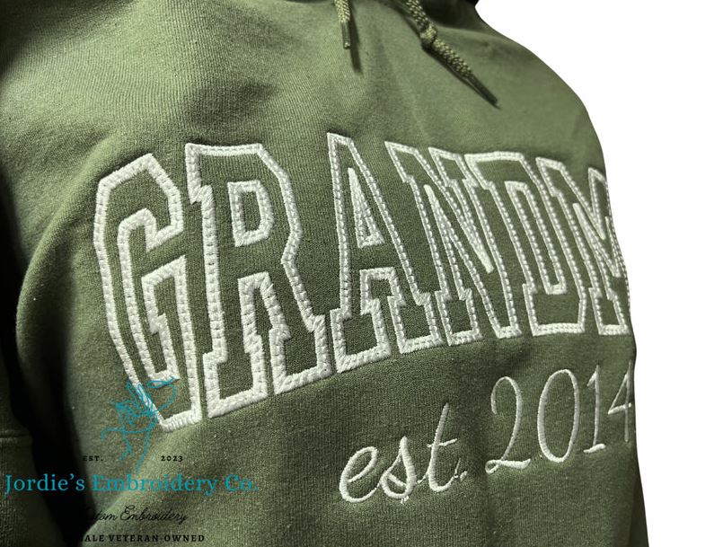 Grandma Collegiate-Style Embroidered Hoodie