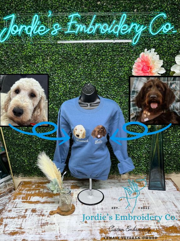 Pet Portrait Hoodie Custom Embroidered