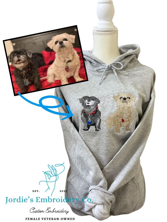 Pet Portrait Hoodie Custom Embroidered