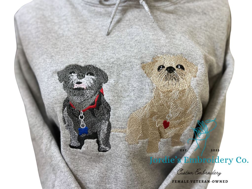 Pet Portrait Hoodie Custom Embroidered