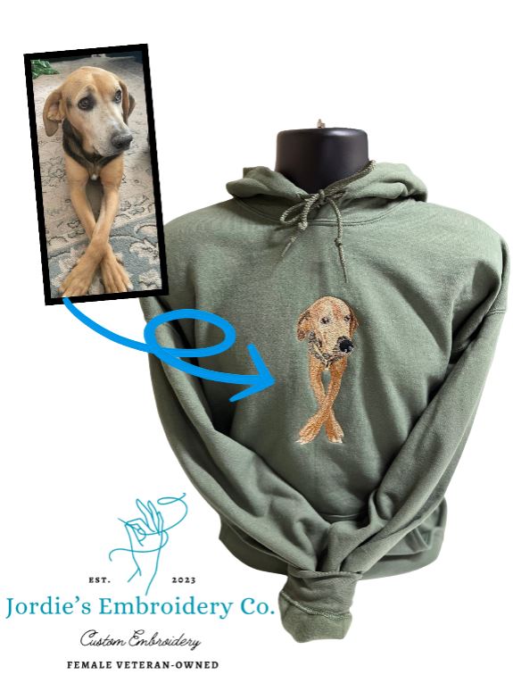 Pet Portrait Hoodie Custom Embroidered