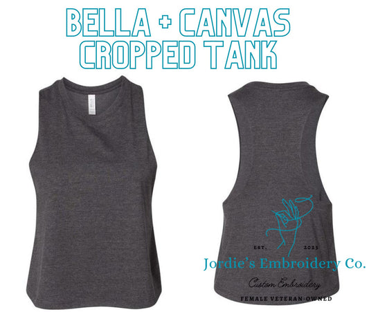 Women's Racerback Cropped Tank Custom Embroidered Bella + Canvas