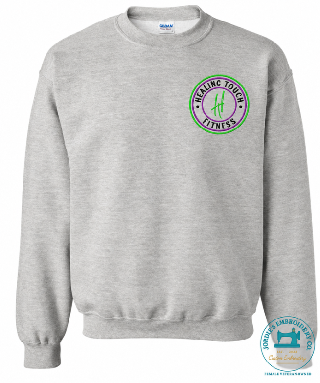 Healing Touch Embroidered Crewneck with Black Font