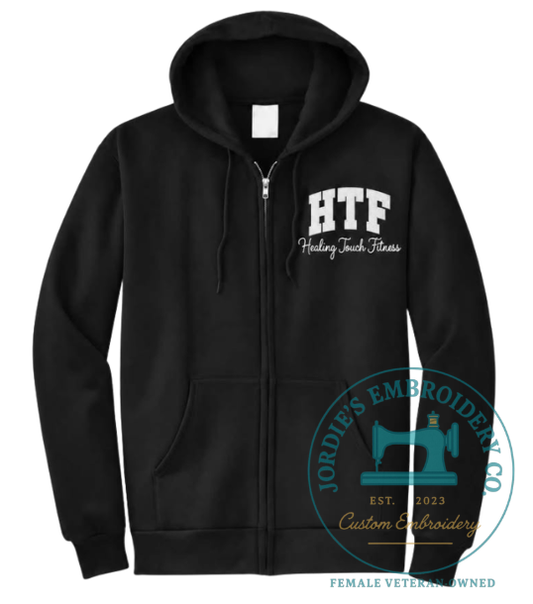 Healing Touch Fitness Custom Embroidered Full Zip Jacket - HTF Logo