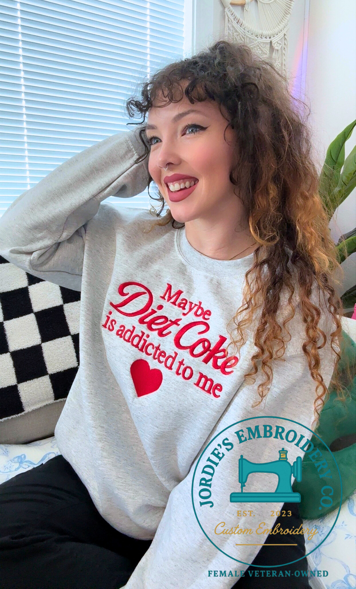 Maybe Diet Coke is Addicted to Me Embroidered Crewneck