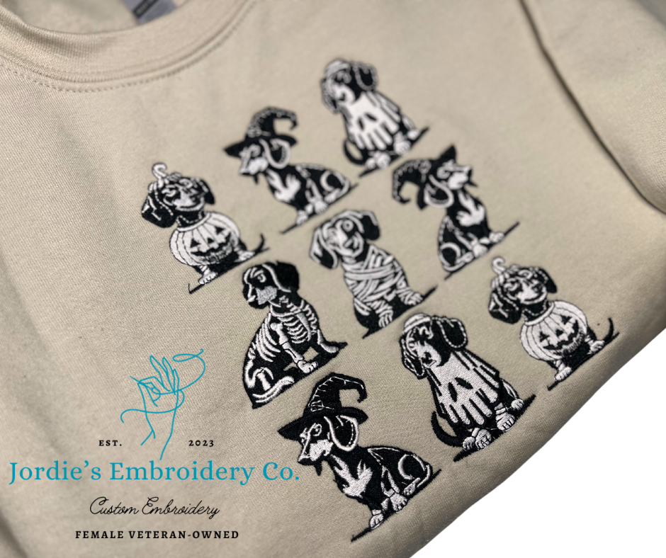 Halloween Weiner Dogs Embroidered Crewneck