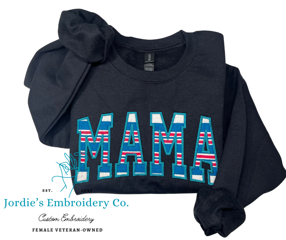 Mama Embroidered Crewneck with Receiving Blanket