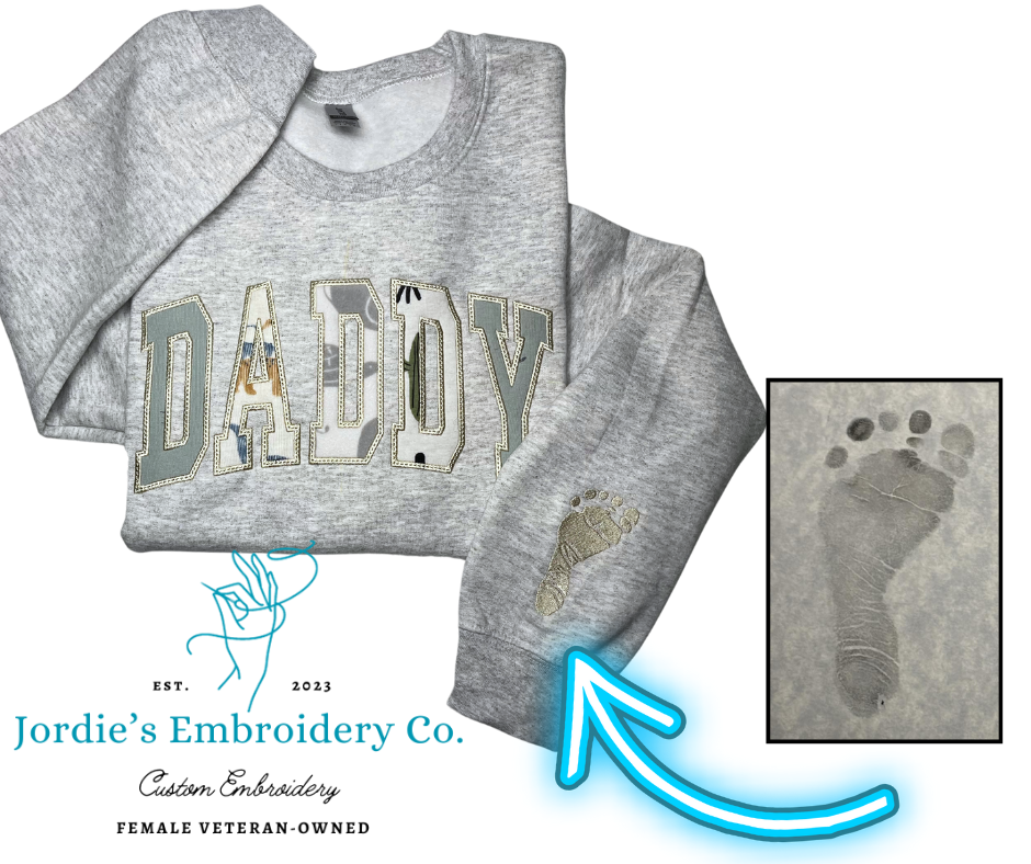 Daddy Embroidered Crewneck with Footprint