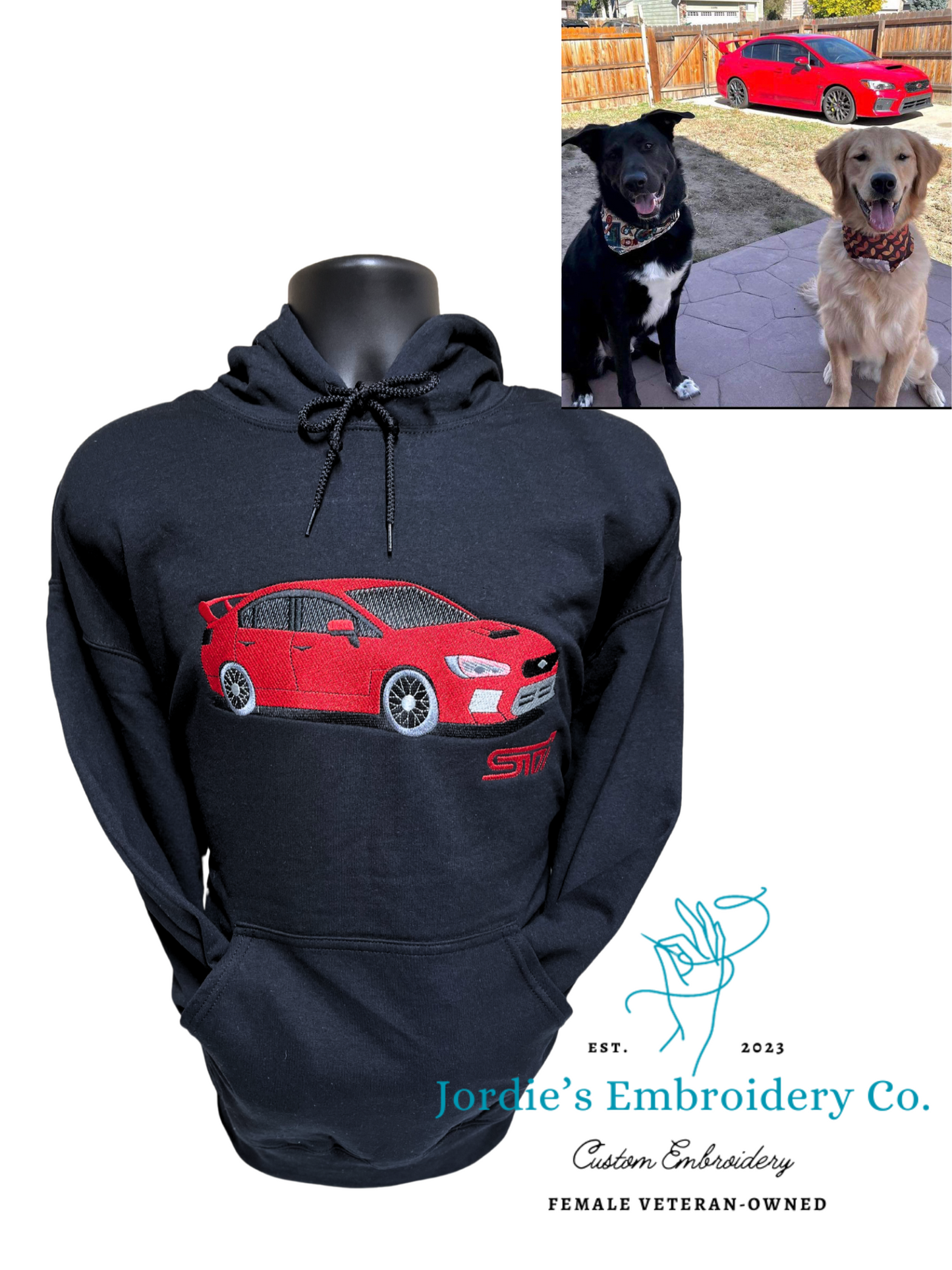 Car Portrait Custom Embroidered Hoodie