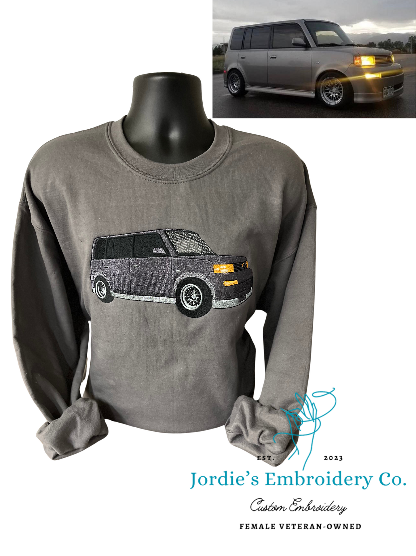 Car Portrait Custom Embroidered Hoodie