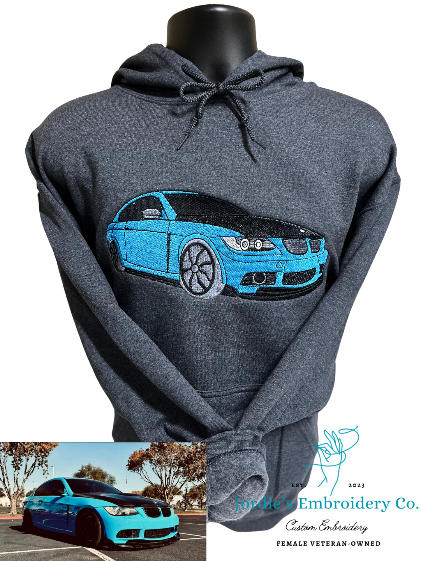 Car Portrait Custom Embroidered Hoodie