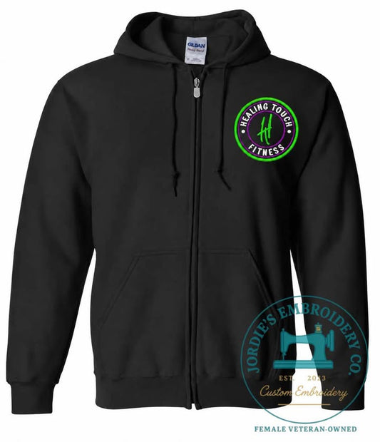 Healing Touch Fitness Custom Embroidered Full Zip Jacket - Logo with White Font