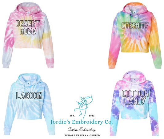 Women's Tie-Dyed Crop Hoodie Blank Custom Embroidered